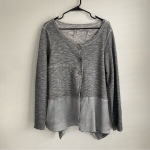 Luukaa Button Front Oversized Lagenlook Long Sleeve Top